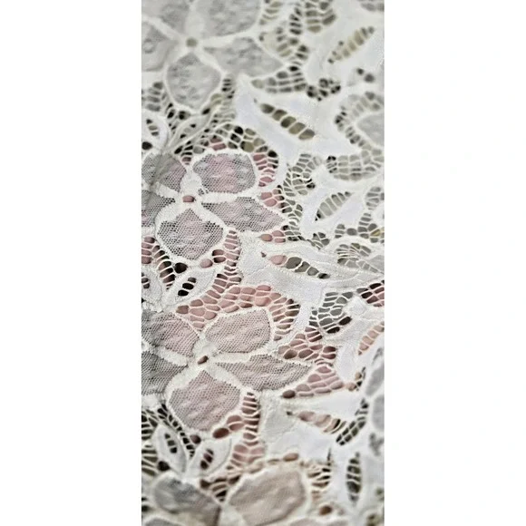 In Bloom By Jonquil Women's M Ivory Lace Sheer Chemise Criss Cross Back Bridal - Picture 8 of 15